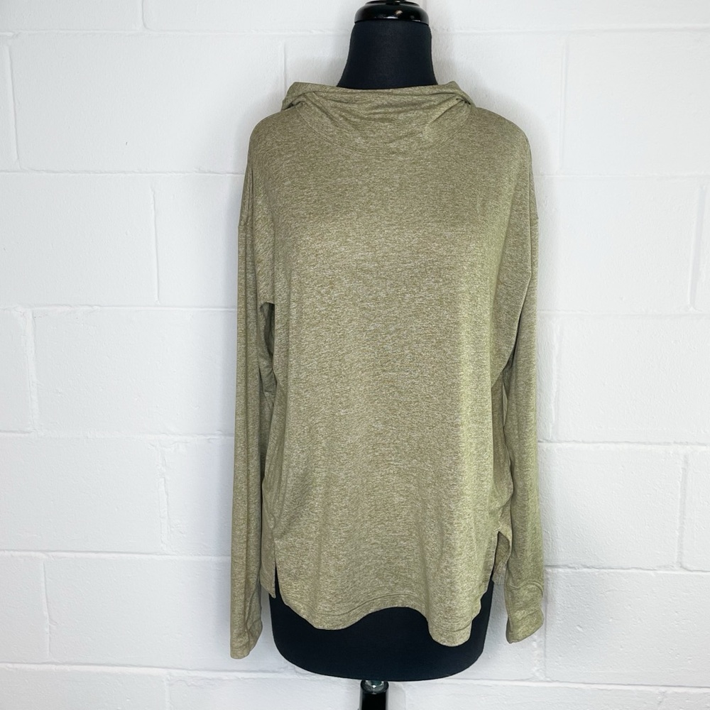 Athleta Uptempo II Hoodie Sweatshirt Heathered Olive Green